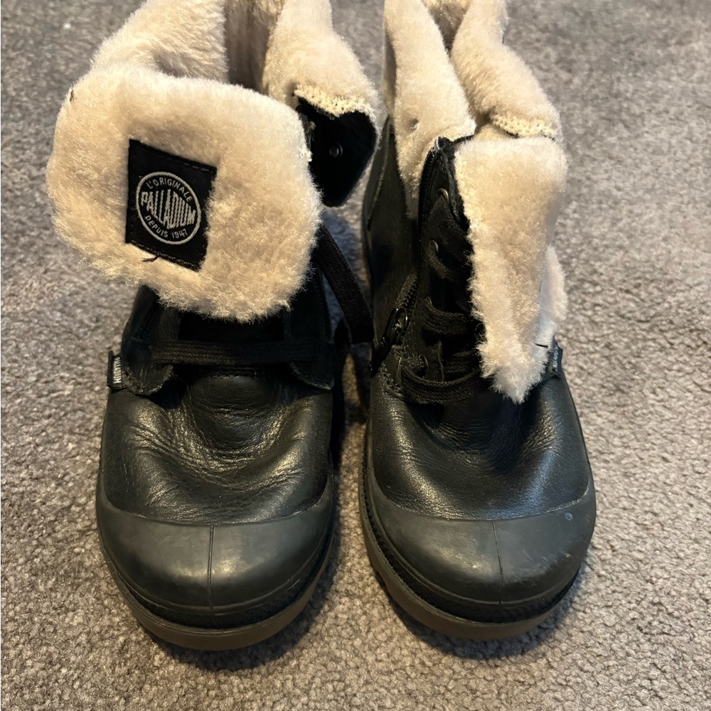 Palladium Kids Black and Tan Boots
